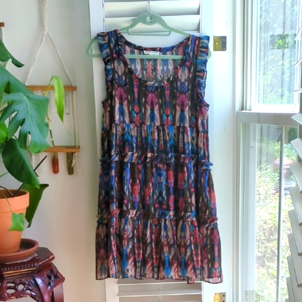 Multicolor Sleeveless Tiered Dress